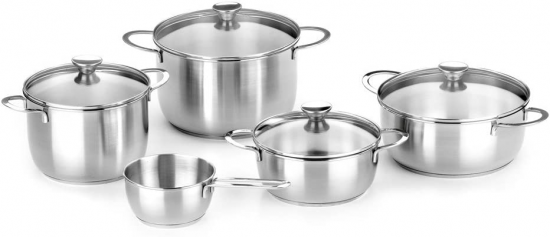 Batería COCINA Bra ANCORA 5 PIEZAS TAPA CRISTAL